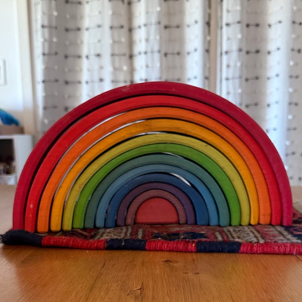 Grimm’s 12-Piece Wooden Rainbow Stacking Tunnel